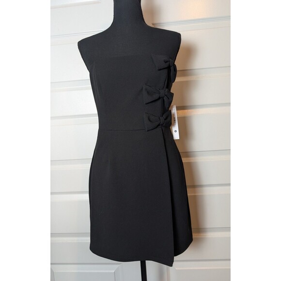 NWT AQUA Size M Dress Strapless Mini Bows Faux Wrap Bloomingdales Cocktail Party - Picture 2 of 14